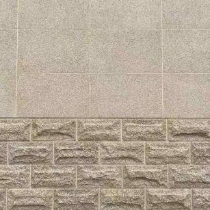 青岛 黄金麻自然面蘑菇石配荔枝面干挂