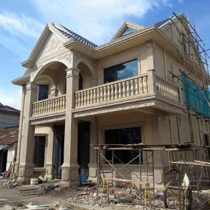 青岛 黄金麻花岗岩石材私人别墅雕花门楼柱阳台栏杆