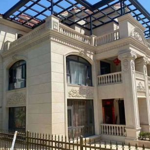 青岛 黄金麻花岗岩荔枝面别墅外墙干挂