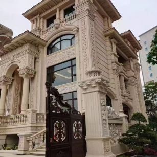 青岛 黄金麻花岗岩别墅外墙干挂效果展示