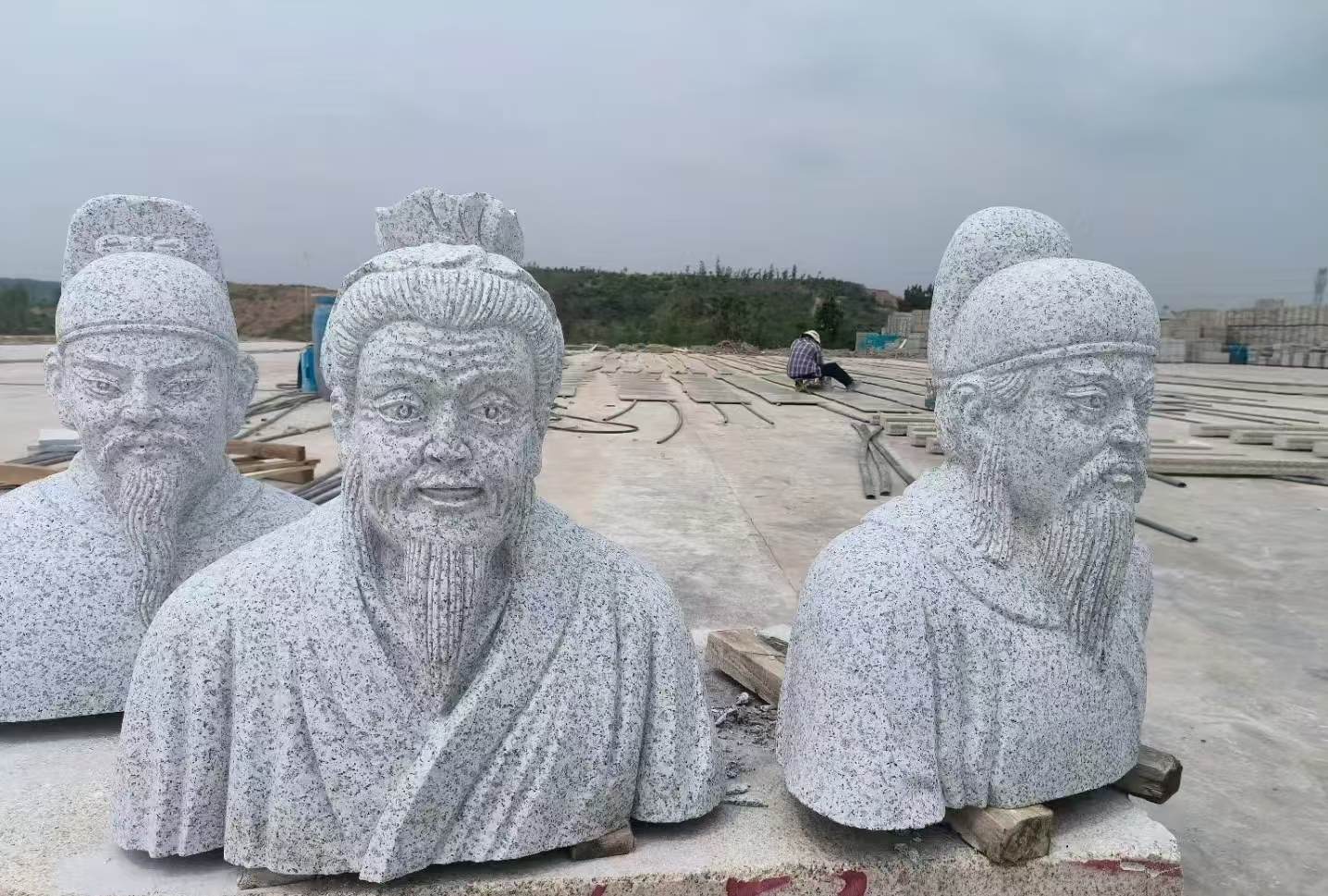 青岛 白麻花岗岩石材人物立体雕刻