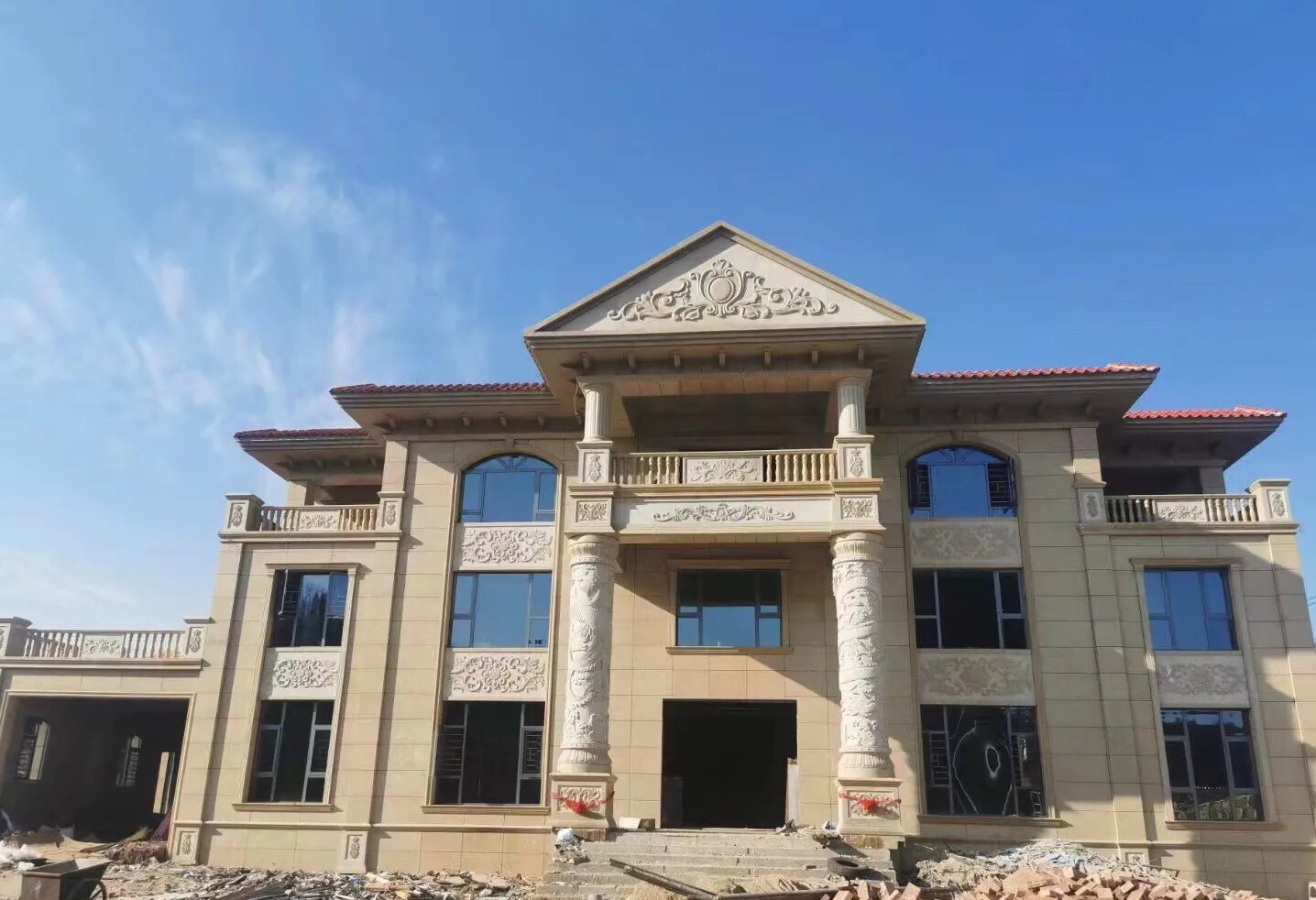 青岛 黄金麻花岗岩别墅外墙干挂